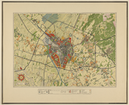 217388 Kaart van de stad Utrecht en omgeving volgens een uitbreidingsplan uit 1940, met in kleur aangegeven de ...